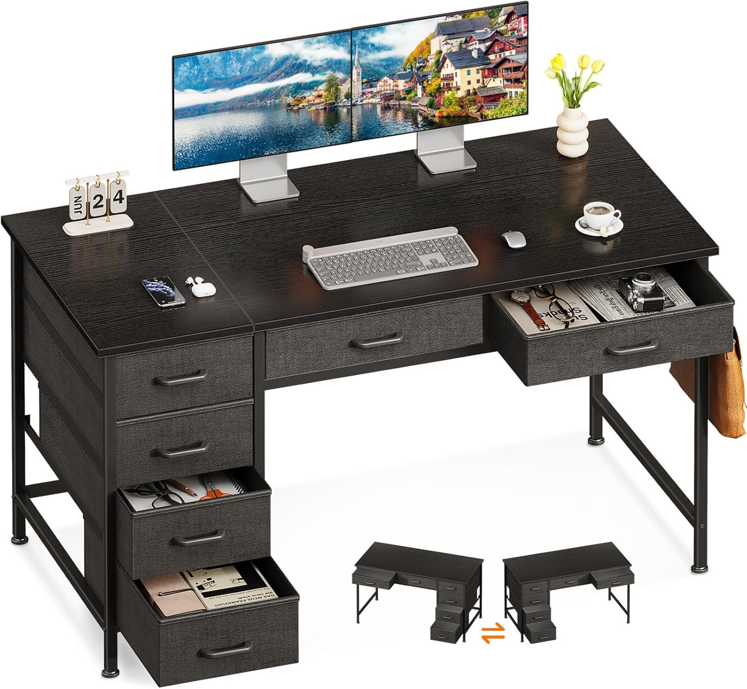 ODK 48 Reversible Desk: Organized Storage