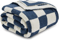 CozeCube Checkered Blanket Ultra Soft Blue and White Throw - Cozy