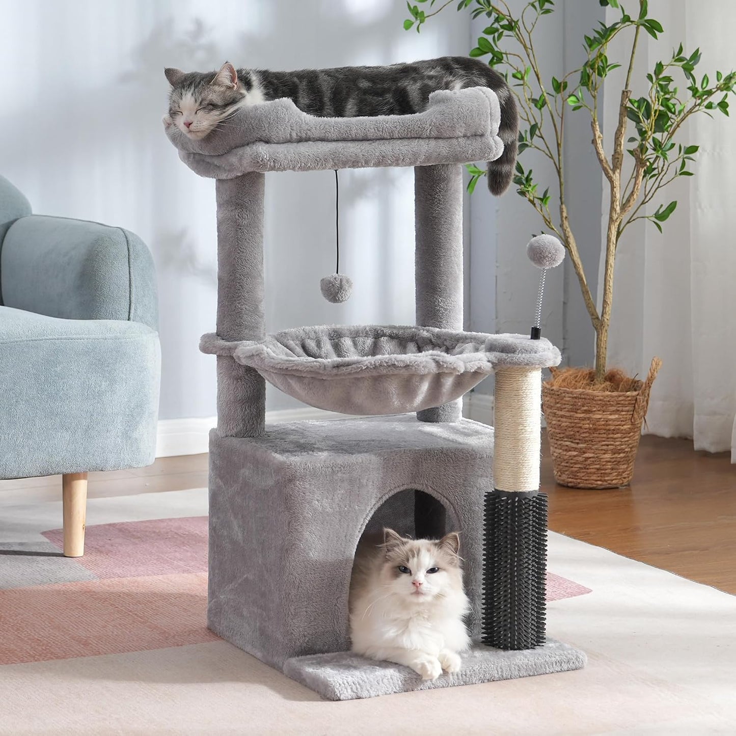 Cat Tree 32 in Small Cat Tower with Hammock and Scratching Post