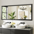 72x32 in Black Bathroom Mirror for Wall - Modern Beveled Metal Frame