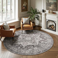 6 ft Round Rugs for Living Room Bedroom Soft Vintage Grey Rug