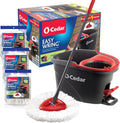 O-Cedar Easy Wring Spin Mop & Bucket with 3 Extra Refills - Hands-Free