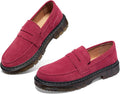 Women's Suede Penny Loafers Slip-On Flats - Comfortable Driving