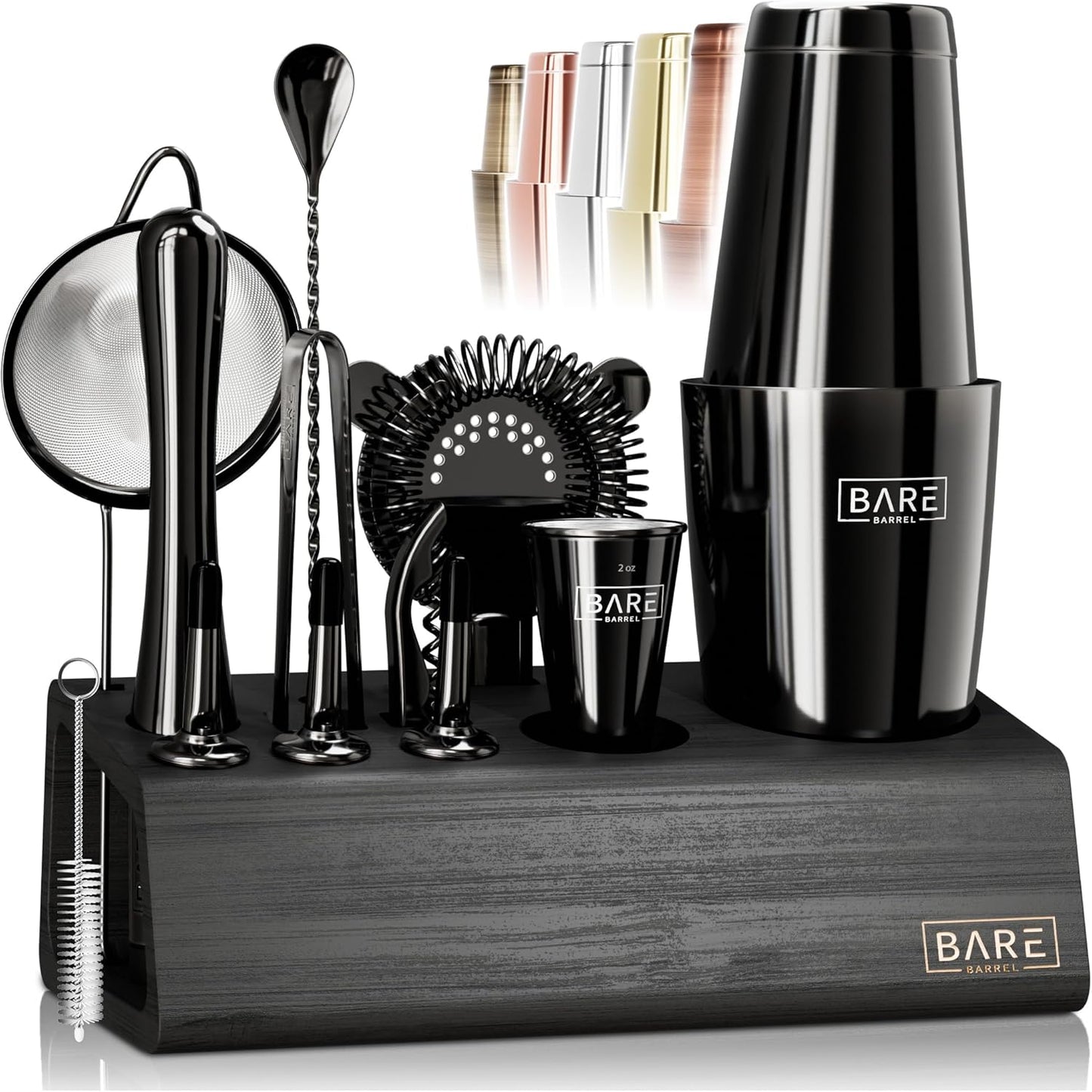 Bare Barrel 14-Piece Bartender Kit | Home Mixing Tools | 35 Recipes Included