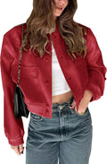 Womens Cropped Bomber Jacket Button Down Varsity Jacket - Stylish