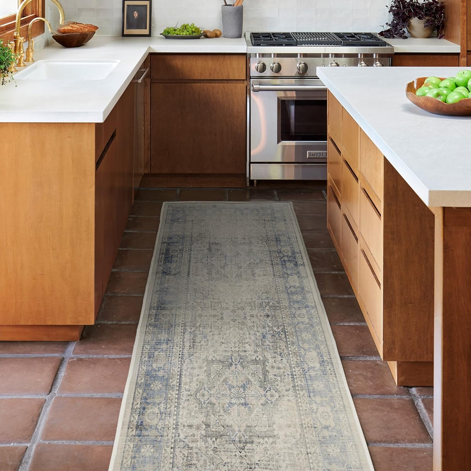 RUGGABLE Washable Vintage Runner Rug for Hallway & Kitchen