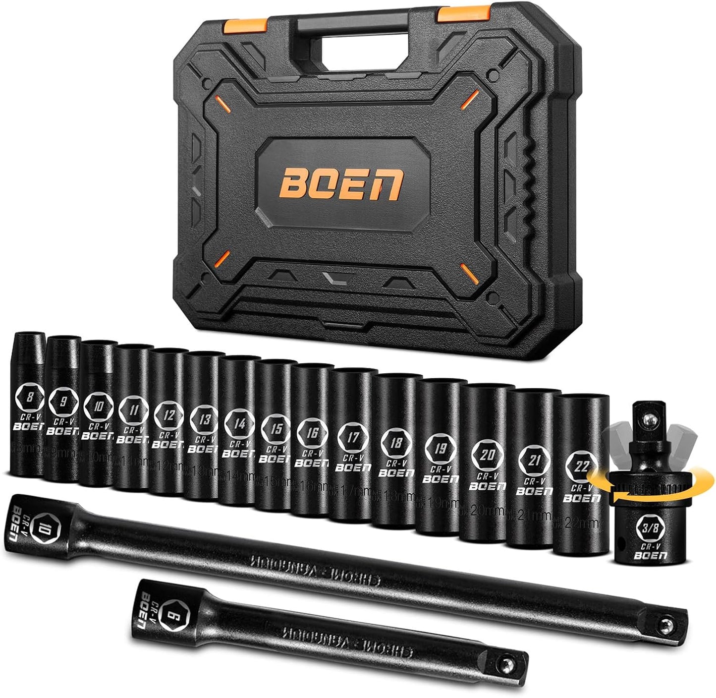 BOEN 3/8 Drive Deep Impact Socket Set for Heavy Duty Tasks