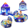 3 in 1 Rocket Ship Play Tent with Tunnel Ball Pit for Kids - Space