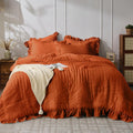 Burnt Orange Twin Comforter Set - Seersucker Ruffle Twin Bedding