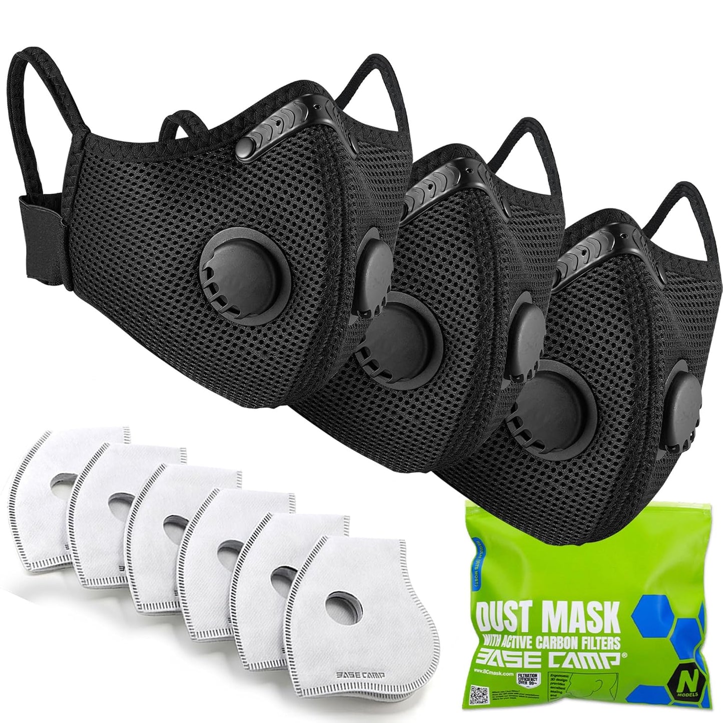 BASE CAMP M Plus Dust Face Mask with Extra Filters for Safety