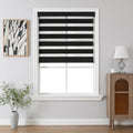 Cordless Zebra Blinds Black 49in x 75in - Dual Layer Light Control