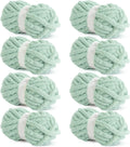 Hombys Mint Green Chunky Chenille Yarn for Crocheting & Knitting
