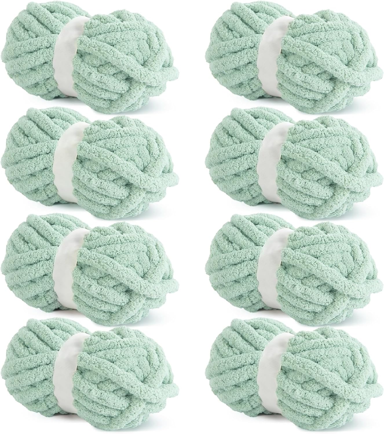 Hombys Mint Green Chunky Chenille Yarn for Cozy Knitting