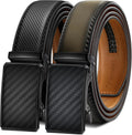 Men Ratchet Leather Belt 2 Pack - Cut to Fit 1 3/8 in Width