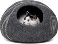 Merino Wool Cat Cave Bed Large Dark Grey - Cozy Indoor Hideout