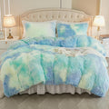 EMME Luxury Blue Fuzzy Duvet Cover Set Twin - Plush, Warm Comfort