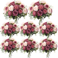 Geosar 8 Bundles Artificial Peonies Flowers Bouquet - Realistic Dusty