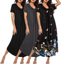 Long Nightgowns for Women 3 Pack - Plus Size Soft V Neck Sleep Dresses