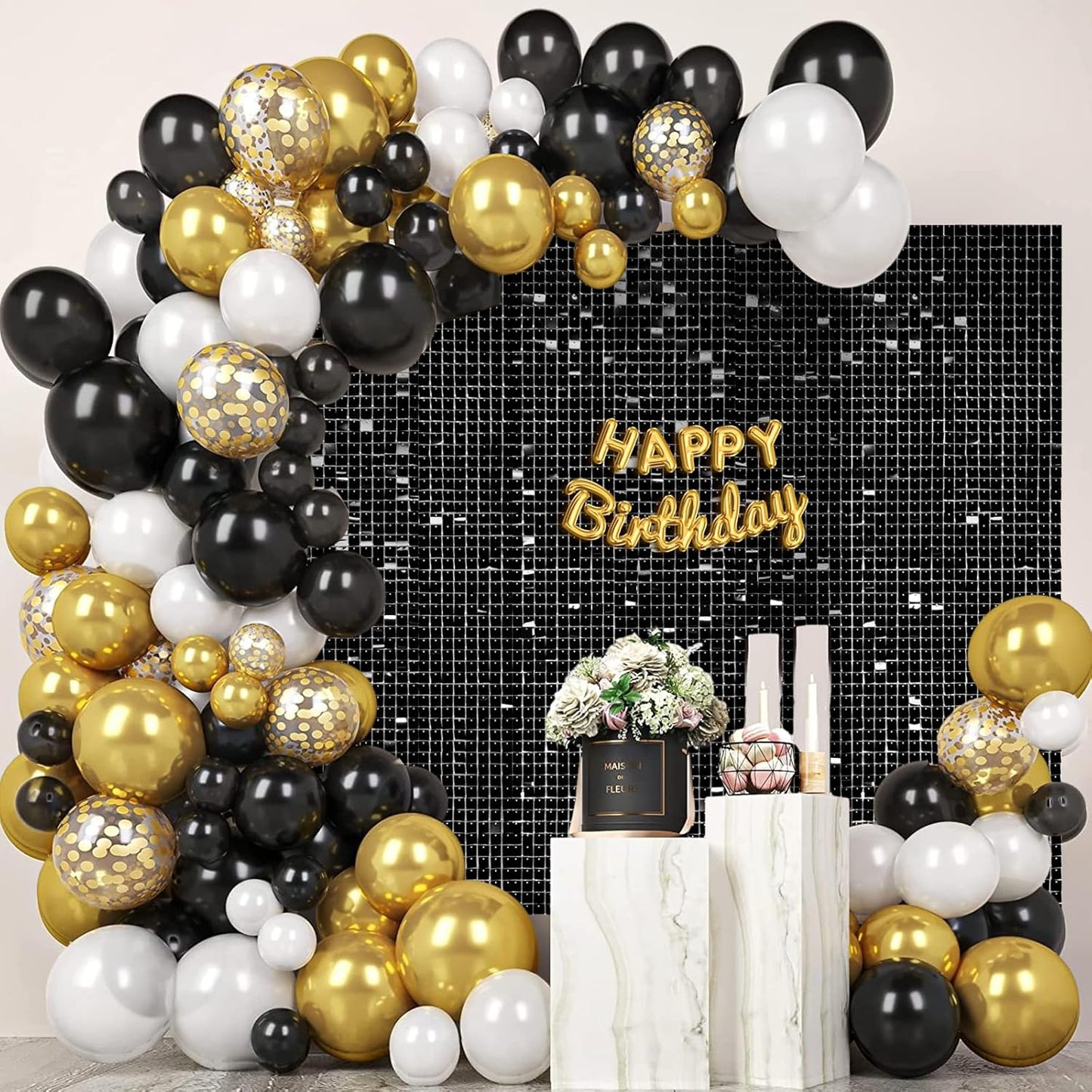 Black Shimmer Wall Backdrop for Stunning Party Decorations
