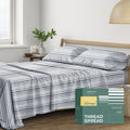 Full Size 4 PC Organic Cotton Percale Sheets - Variegated Stripe