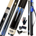 2-Piece Pool Cue Stick 58in with Hard Case - Selectable 18-22 oz