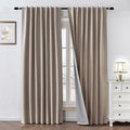 100% Blackout Curtains 96 in 2 Panels Light Beige - Faux Linen Thermal