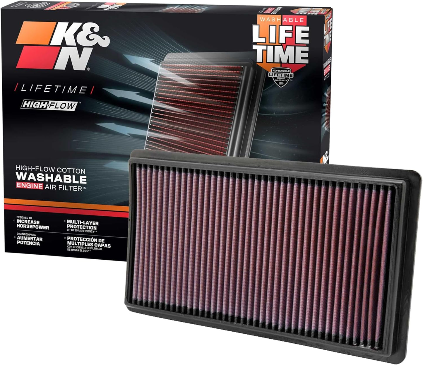 K&N High-Flow Engine Air Filter for Ford Lincoln Mazda Models