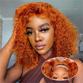 Ginger Curly Bob Wig 12in Human Hair 5x5 HD Lace - Wear & Go