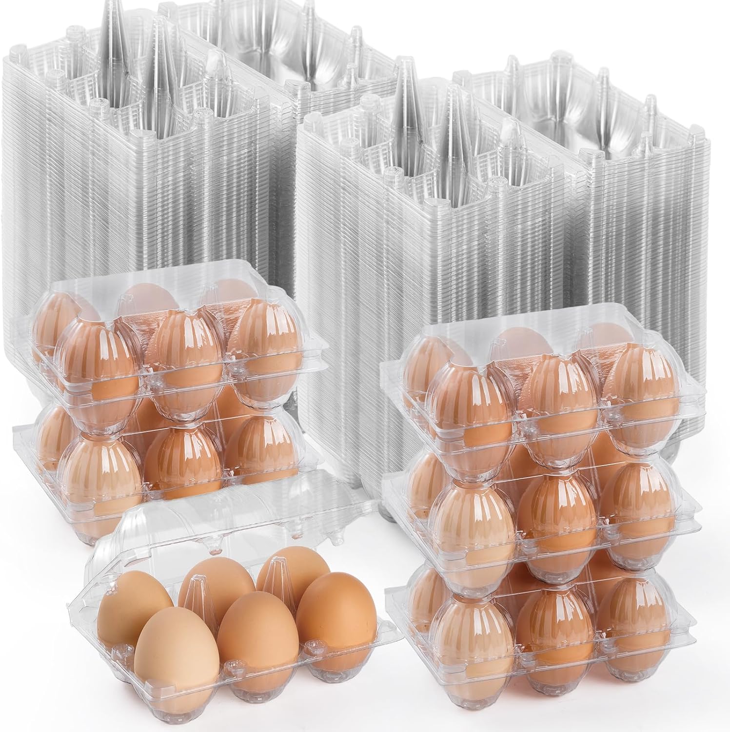 200PCS Clear Plastic Egg Cartons for Medium Eggs - Durable & Reusable