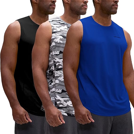 DEVOPS 3 Pack Men's Muscle Shirts for Gym and Workout Use