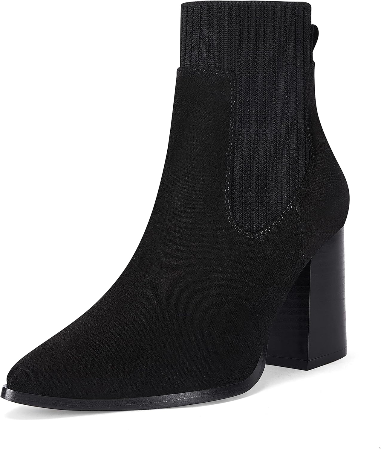 Coutgo Women Ankle Boots with Chunky Stacked High Heel Design