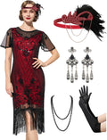 Great Gatsby Lace Neck Flapper Dress for Women - 1920s Style