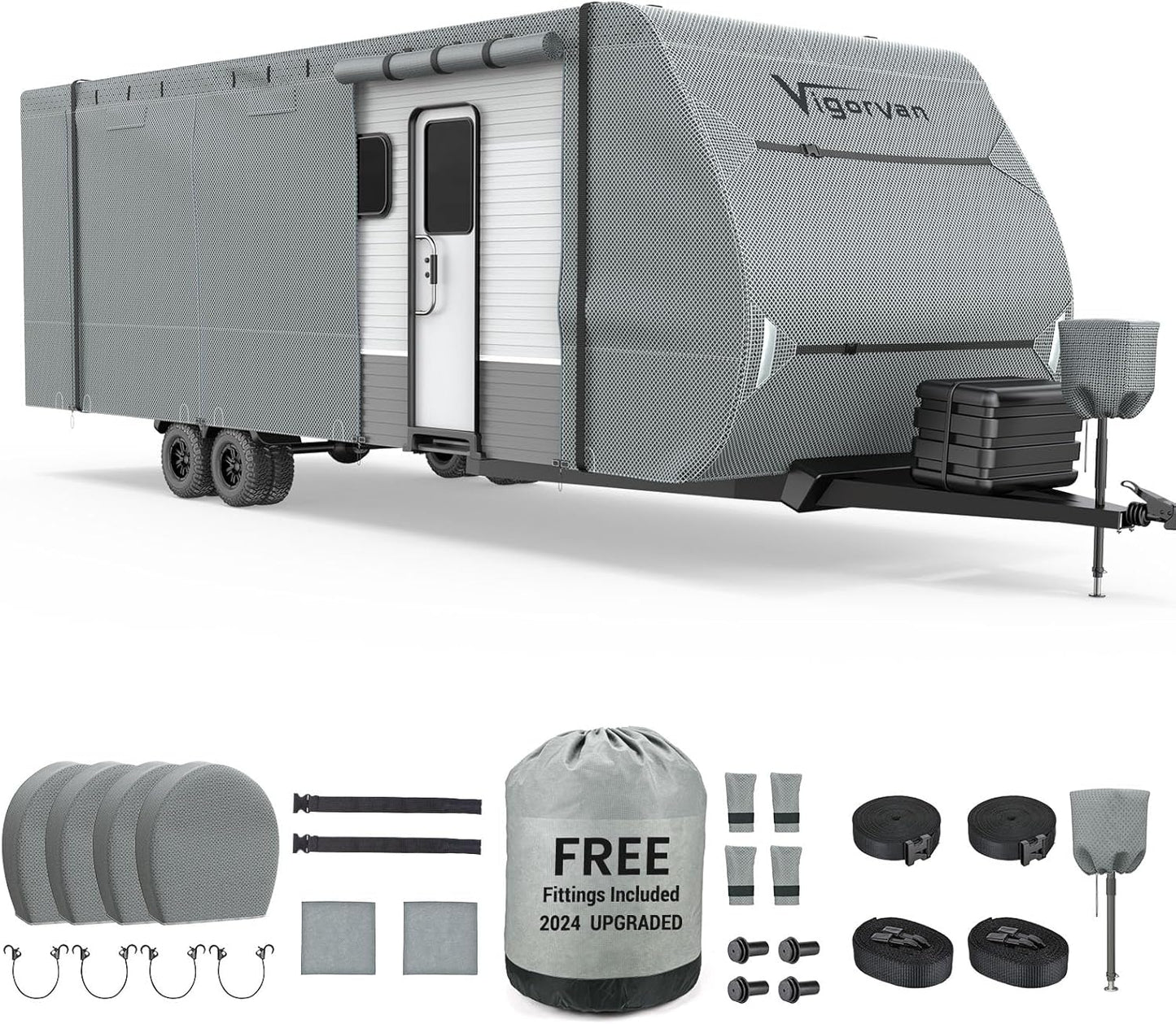 RV Cover for 24ft 1in'-27ft Travel Trailers, Heavy Duty Protection
