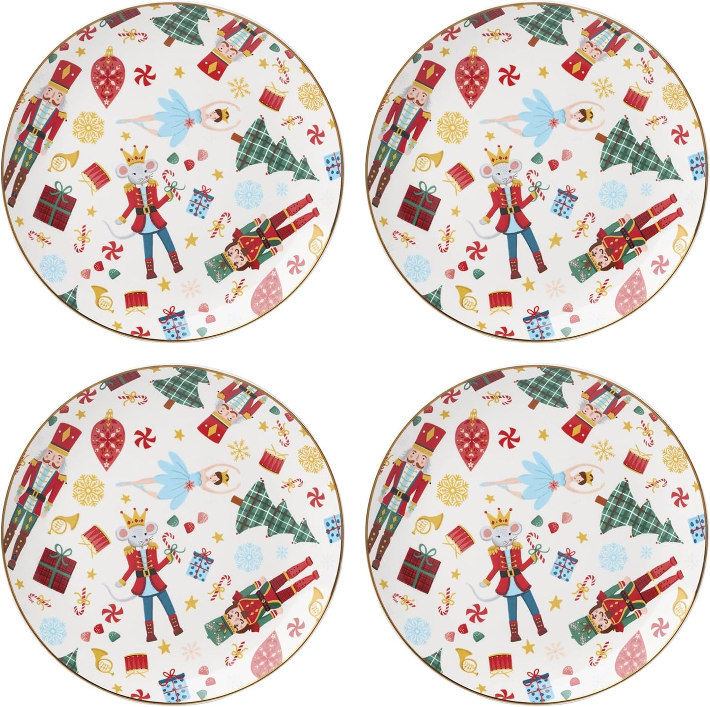 Lenox Nutcracker Ballet Accent Plates Set for 4 - Porcelain Dinnerware