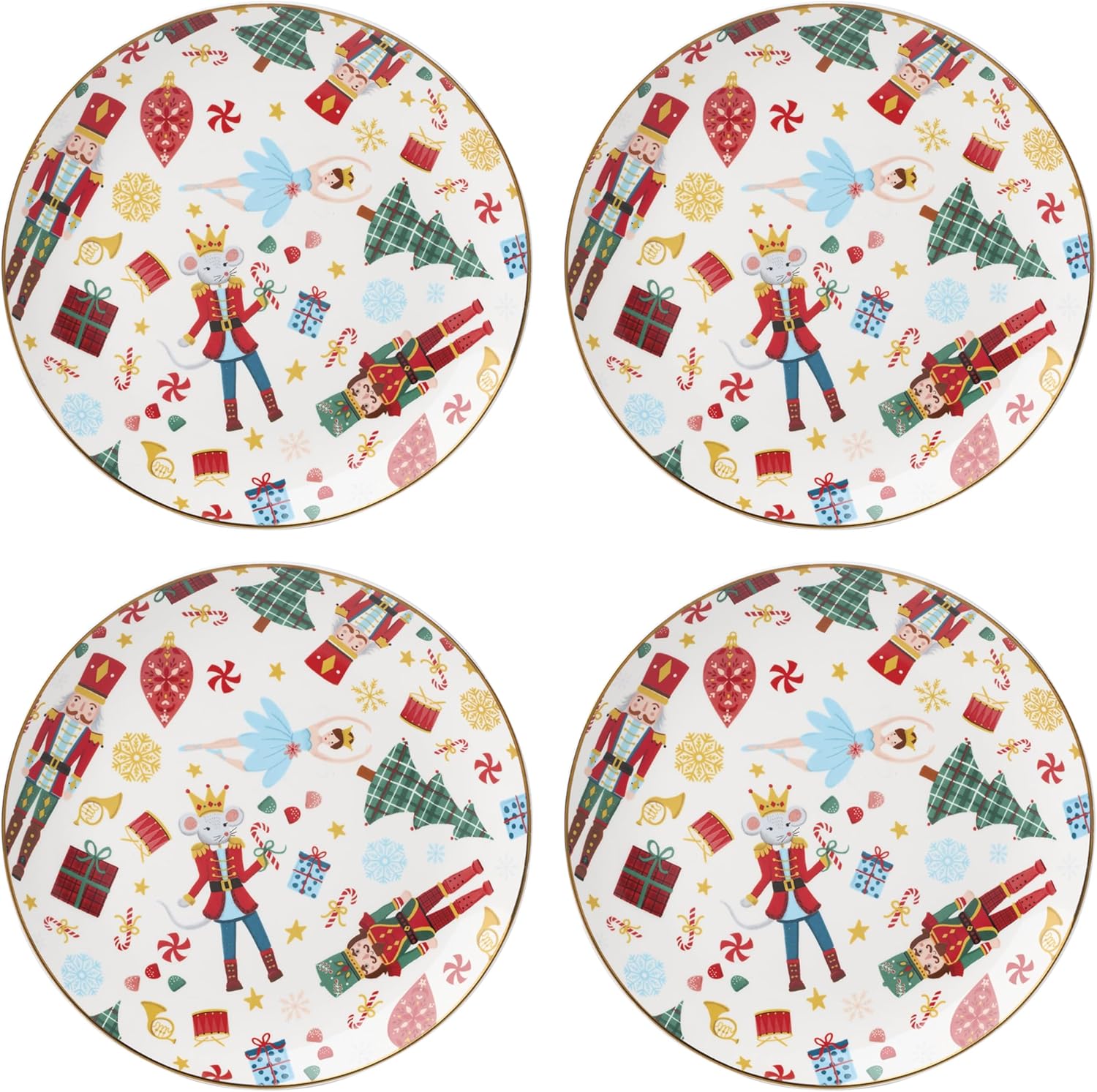 Lenox Nutcracker Ballet Accent Plates Set for 4 - Porcelain Dinnerware