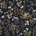 Vintage Floral Peel and Stick Wallpaper Black and Gold - Removable