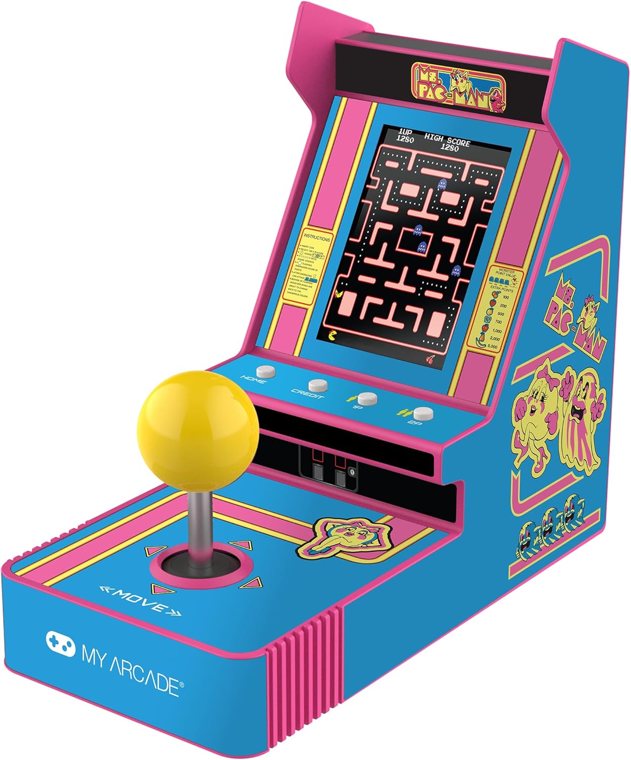 Ms. Pac-Man Joystick Player: Retro Mini Video Game Console