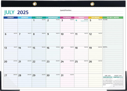 Large 18-Month Desk Calendar 2025-2026, To-Do Lists, Desk Pad, Ruled Blocks