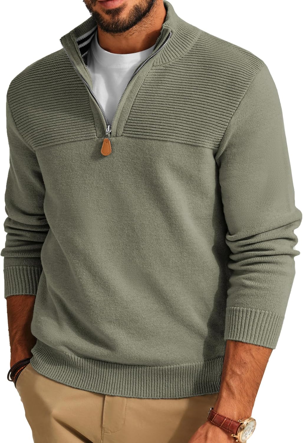 PJ PAUL JONES Men's Quarter Zip Sweater for Casual Style