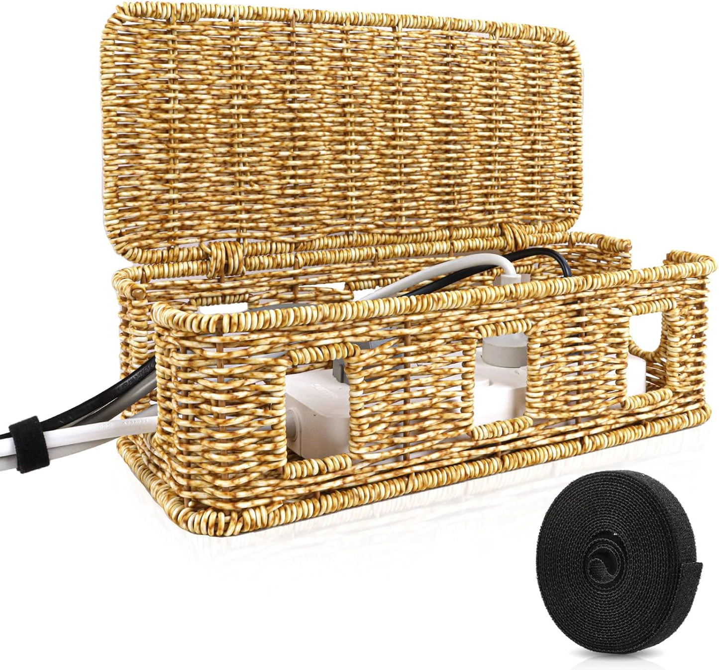 Handwoven Cable Organizer Box by JAHOMFAI