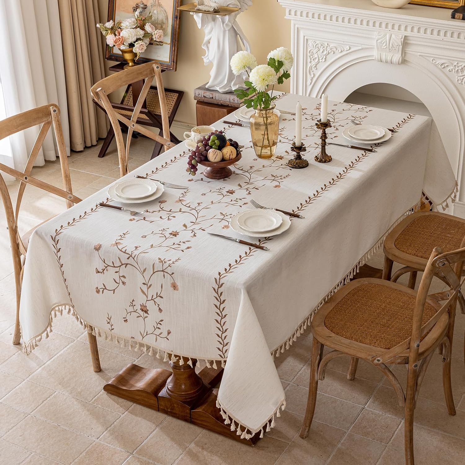 Joyfol Day Linen Waterproof Tablecloth for Rustic Elegance