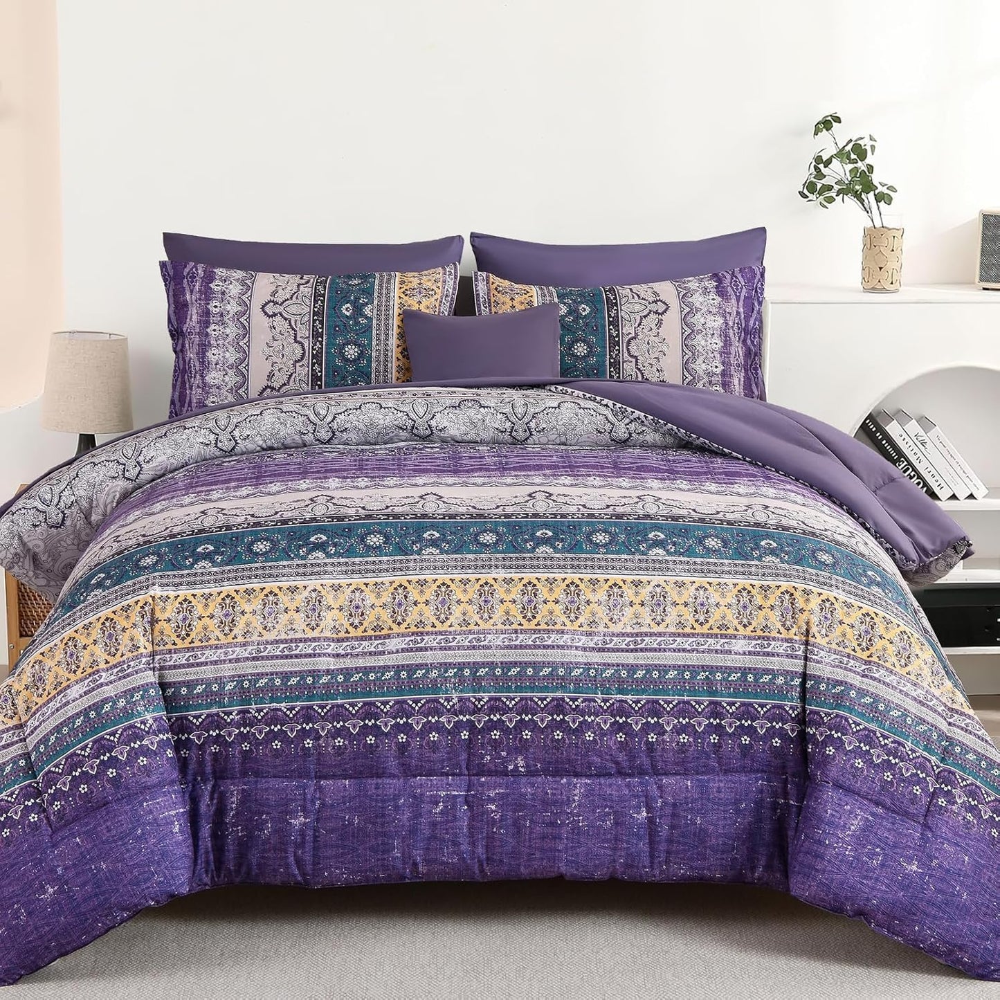 Boho Full Comforter Set 8 Pieces for Stylish Bedroom Decor