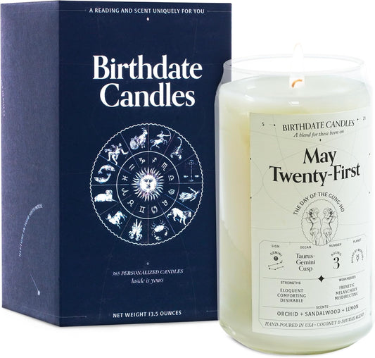 Gemini Zodiac Birthday Candle for May 21 - Unique Gift Idea