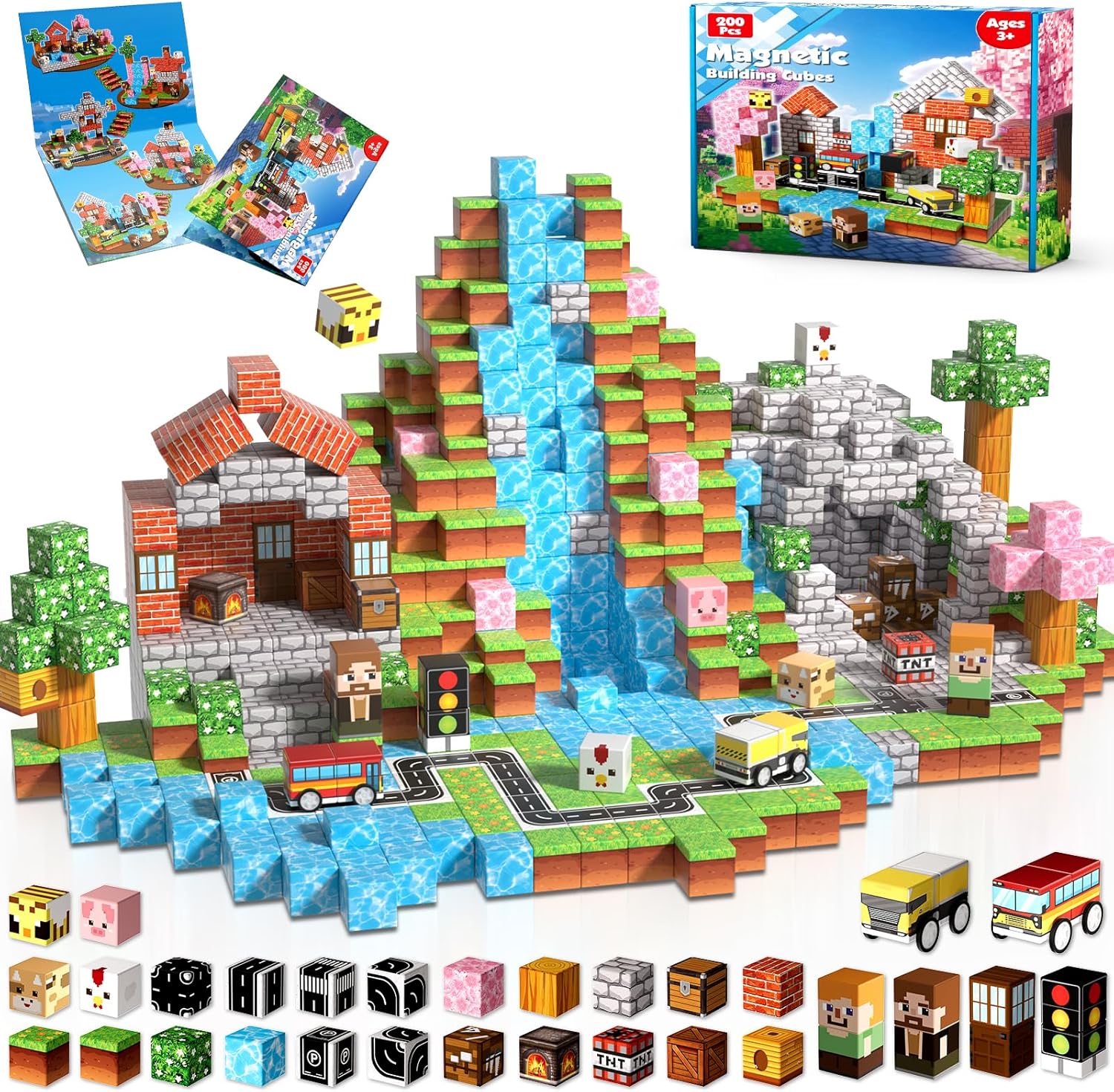 200 PCS Magnetic Blocks for Creative Building Fun and Learning