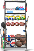 Garage Ball Storage Organizer - Rolling Sports Equipment Cart
