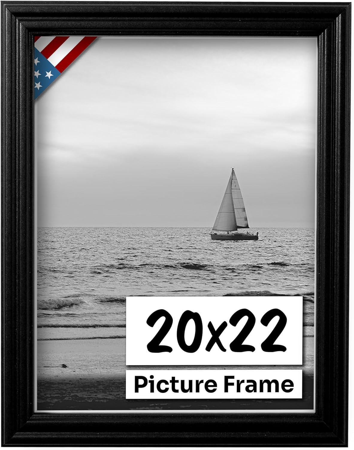 Black 20x22 Picture Frame - Handmade Solid Wood Wall Decor