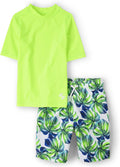 Boys' Short Sleeve Rashguard and Swim Trunk 2-Piece Set - UPF 50