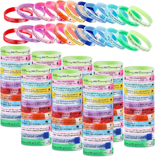 240 Pcs Bible Verse Christian Silicone Bracelets for Gifts