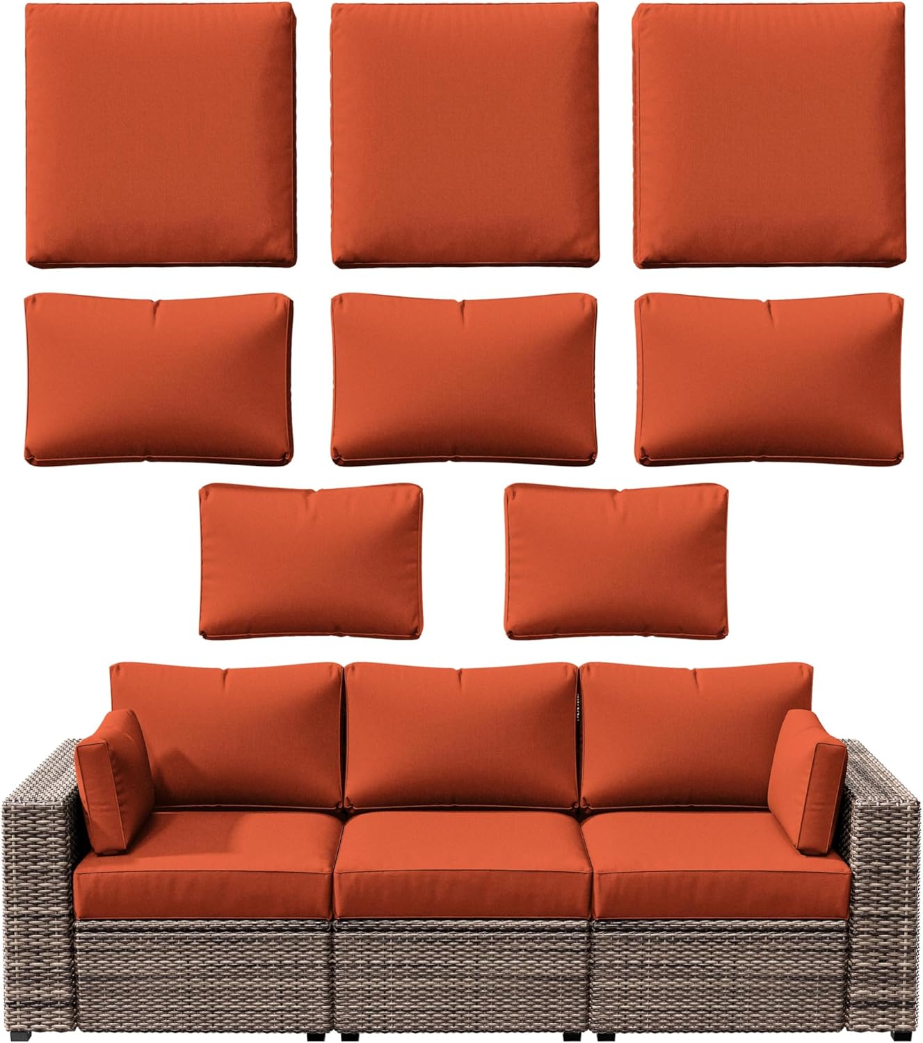 8p Outdoor Cushion Slipcovers for Rattan Sofa - Waterproof Covers