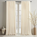 Cream Velvet Curtains 96 in Long - Heavy Thermal Blackout Panels